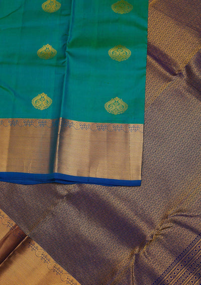 Rama Green Zariwork Pure Silk Designer Saree - Koskii