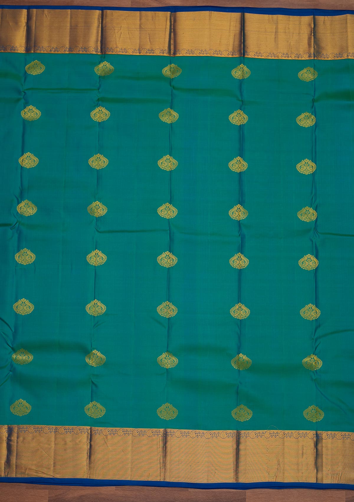 Rama Green Zariwork Pure Silk Designer Saree - Koskii