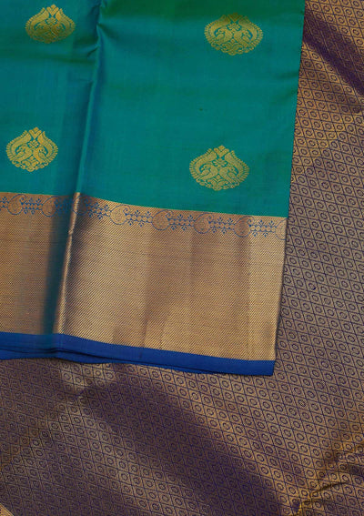 Rama Green Zariwork Pure Silk Designer Saree - Koskii
