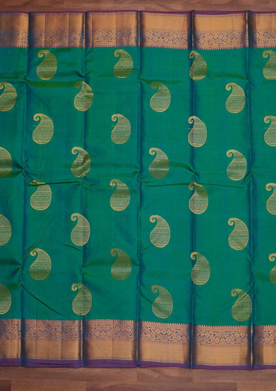 Rama Green Zariwork Pure Silk Designer Saree - Koskii