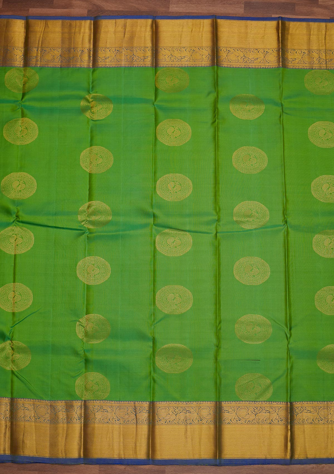 Rama Green Zariwork Pure Silk Designer Saree - Koskii