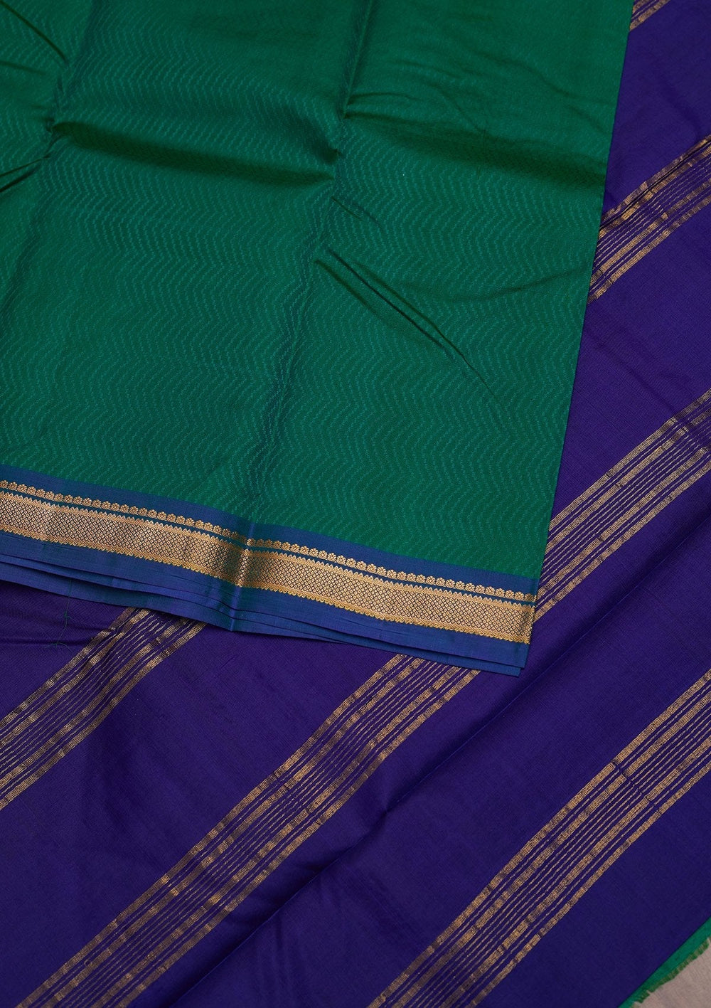 Rama Green Zariwork Pure Silk Designer Saree - Koskii