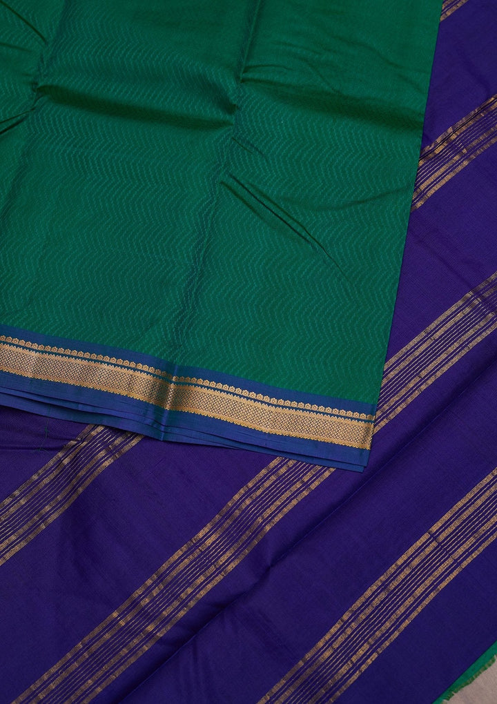 Rama Green Zariwork Pure Silk Designer Saree - Koskii