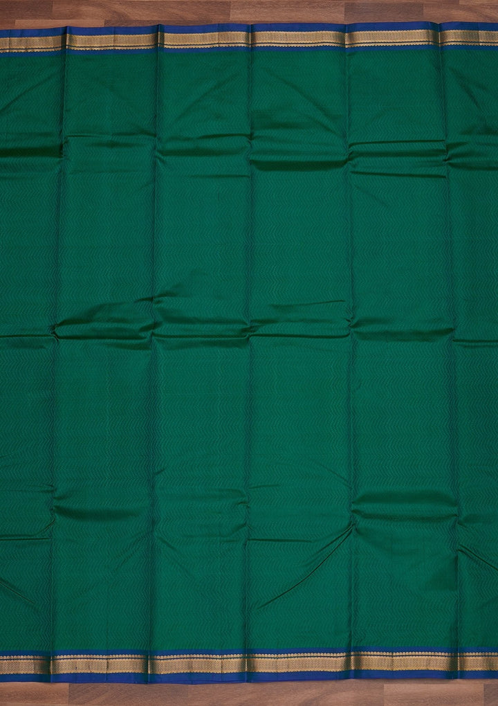 Rama Green Zariwork Pure Silk Designer Saree - Koskii