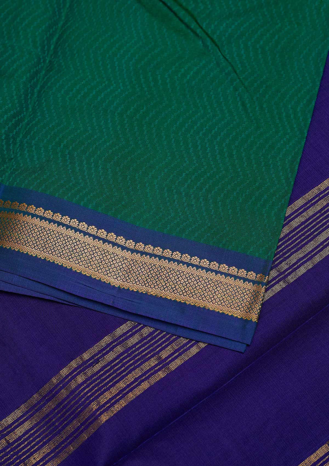 Rama Green Zariwork Pure Silk Designer Saree - Koskii