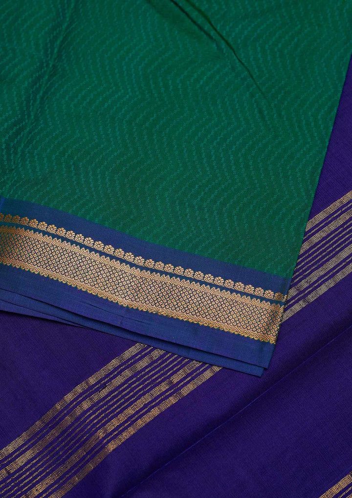 Rama Green Zariwork Pure Silk Designer Saree - Koskii