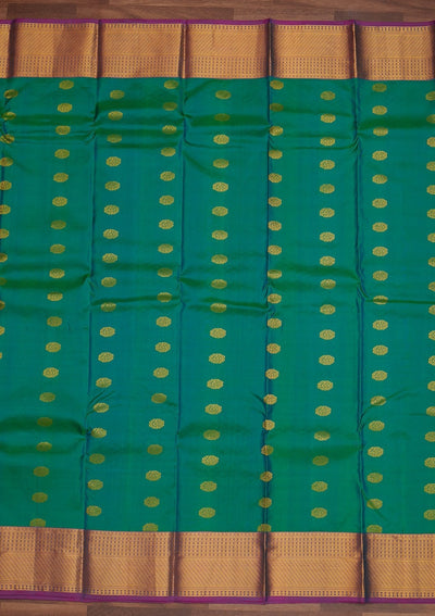 Rama Green Zariwork Pure Silk Designer Saree - Koskii