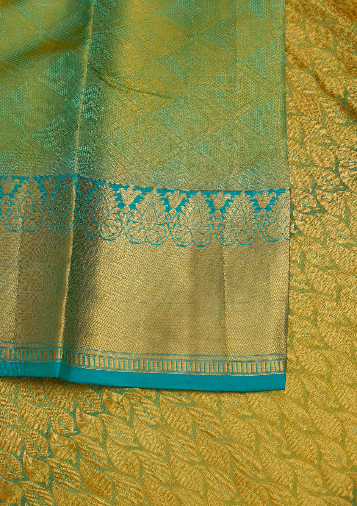Rama Green Zariwork Pure Silk Designer Saree - Koskii