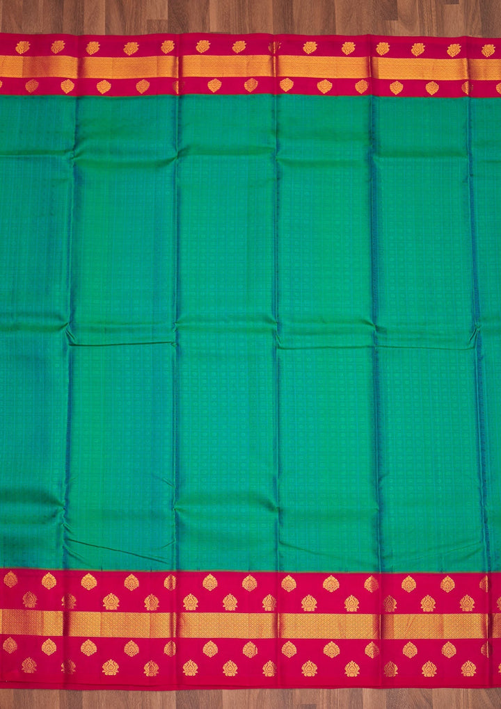 Rama Green Zariwork Pure Silk Saree - Koskii