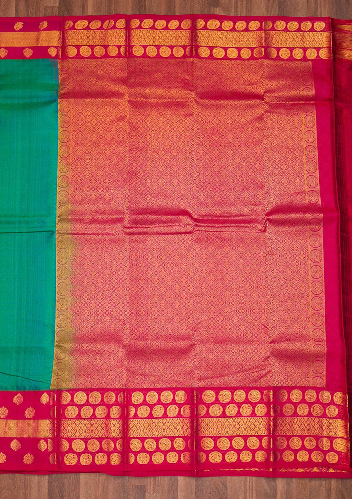 Rama Green Zariwork Pure Silk Saree - Koskii