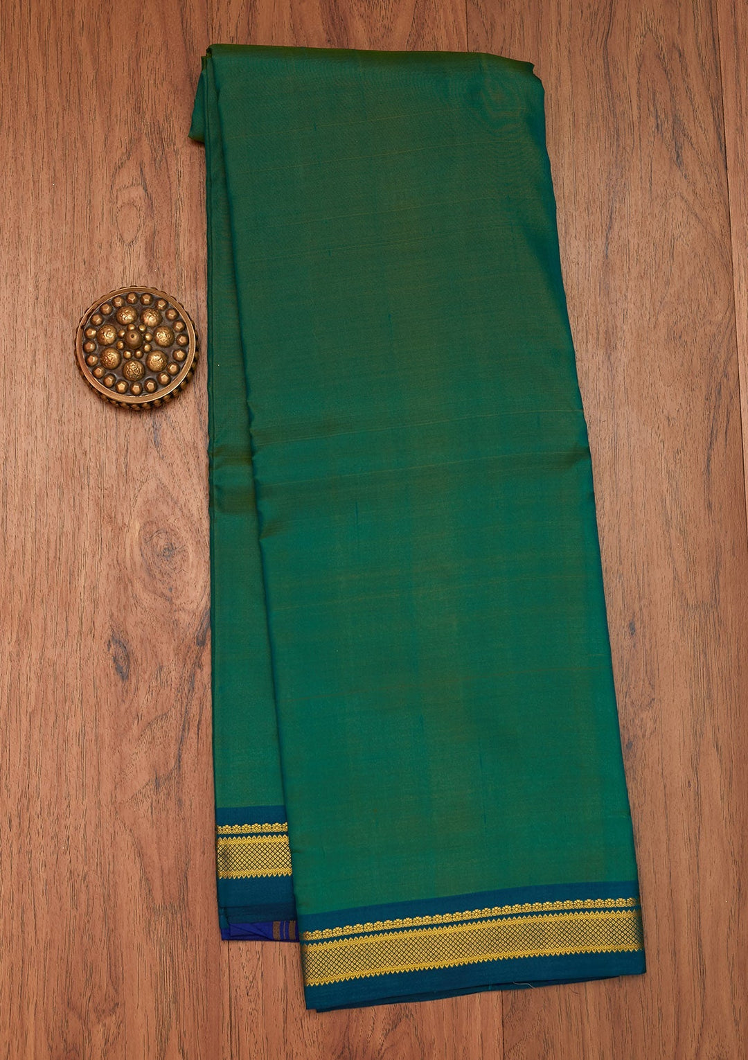 Rama Green Zariwork Pure Silk Saree- Koskii