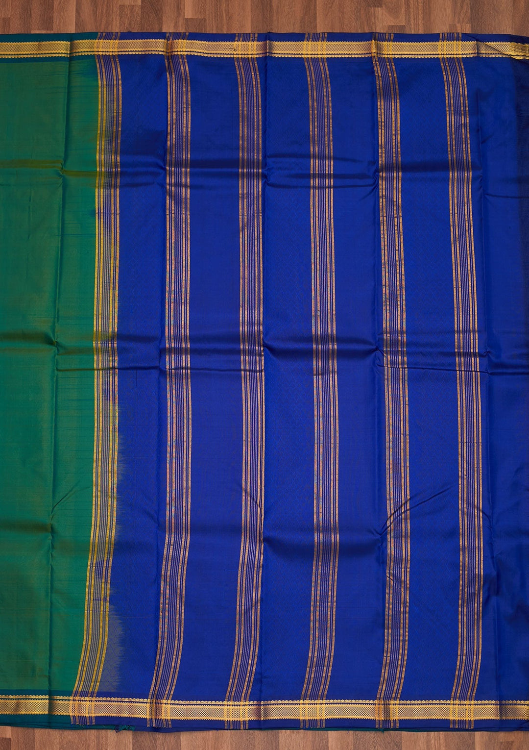 Rama Green Zariwork Pure Silk Saree - Koskii