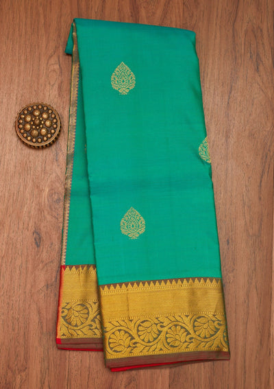 Rama Green Zariwork Pure Silk Saree- Koskii