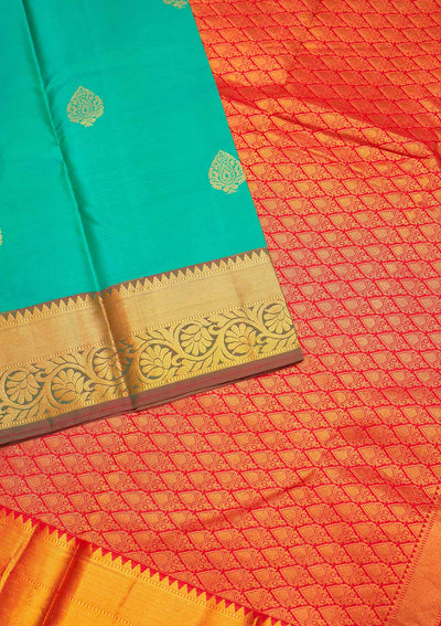 Rama Green Zariwork Pure Silk Saree - Koskii