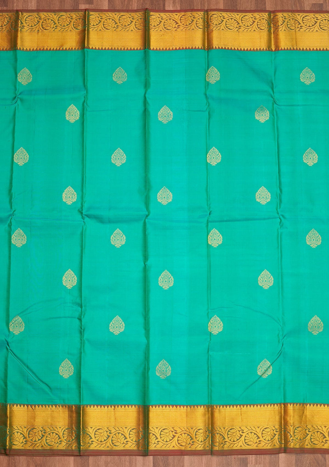 Rama Green Zariwork Pure Silk Saree - Koskii