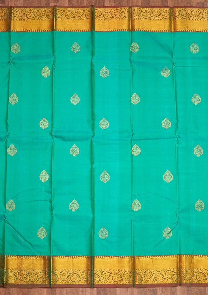 Rama Green Zariwork Pure Silk Saree - Koskii