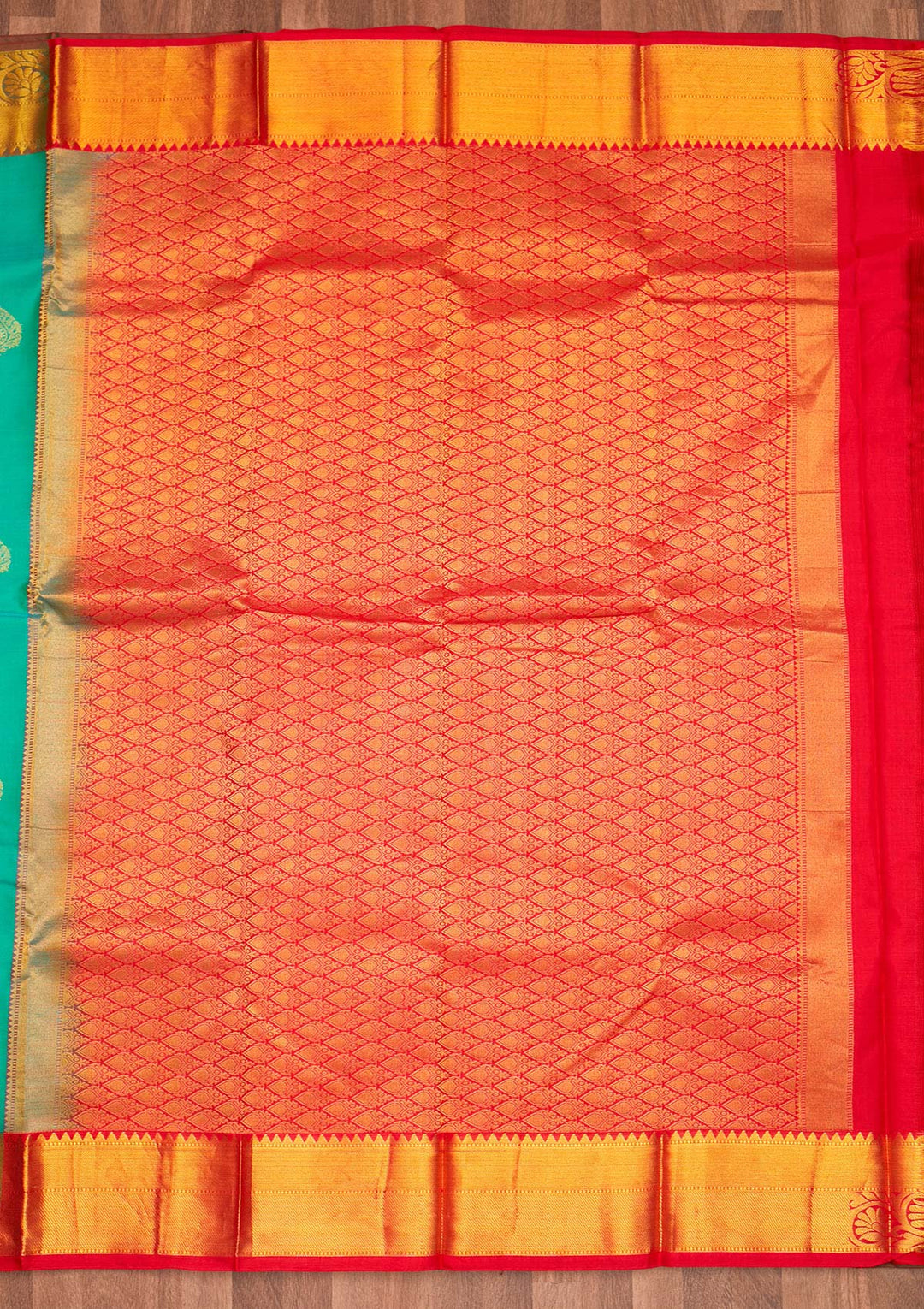 Rama Green Zariwork Pure Silk Saree - Koskii