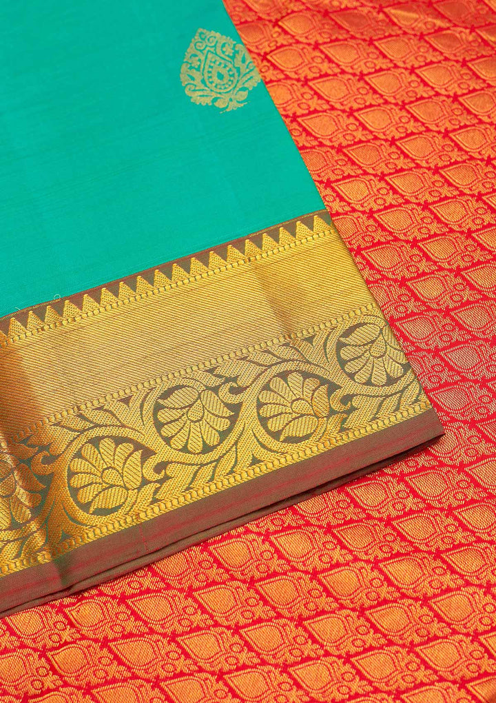Rama Green Zariwork Pure Silk Saree - Koskii
