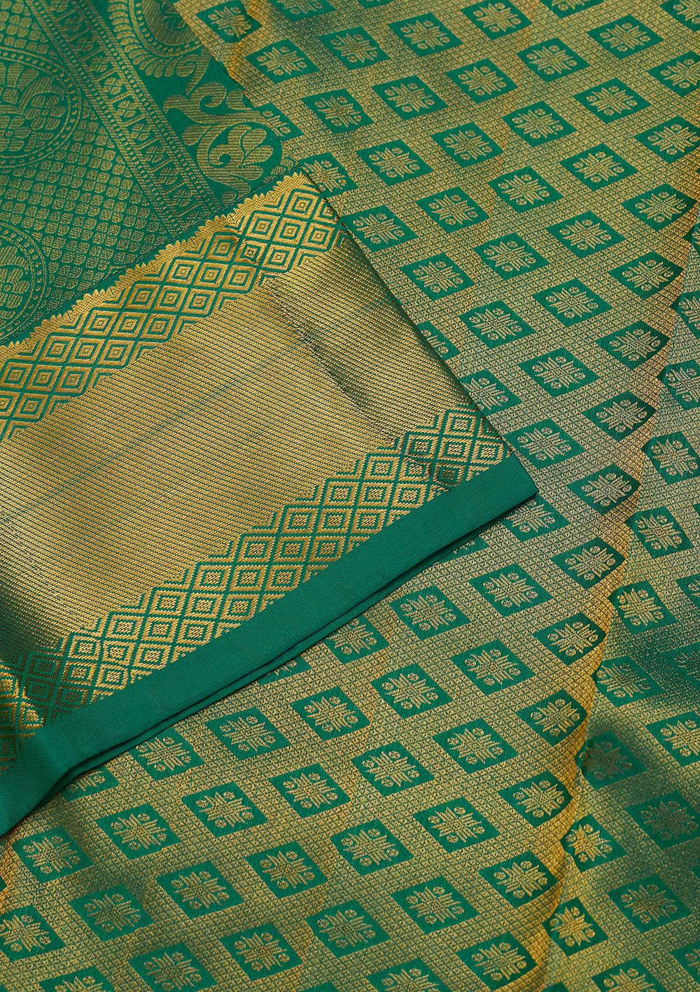 Rama Green Zariwork Pure Silk Saree-Koskii
