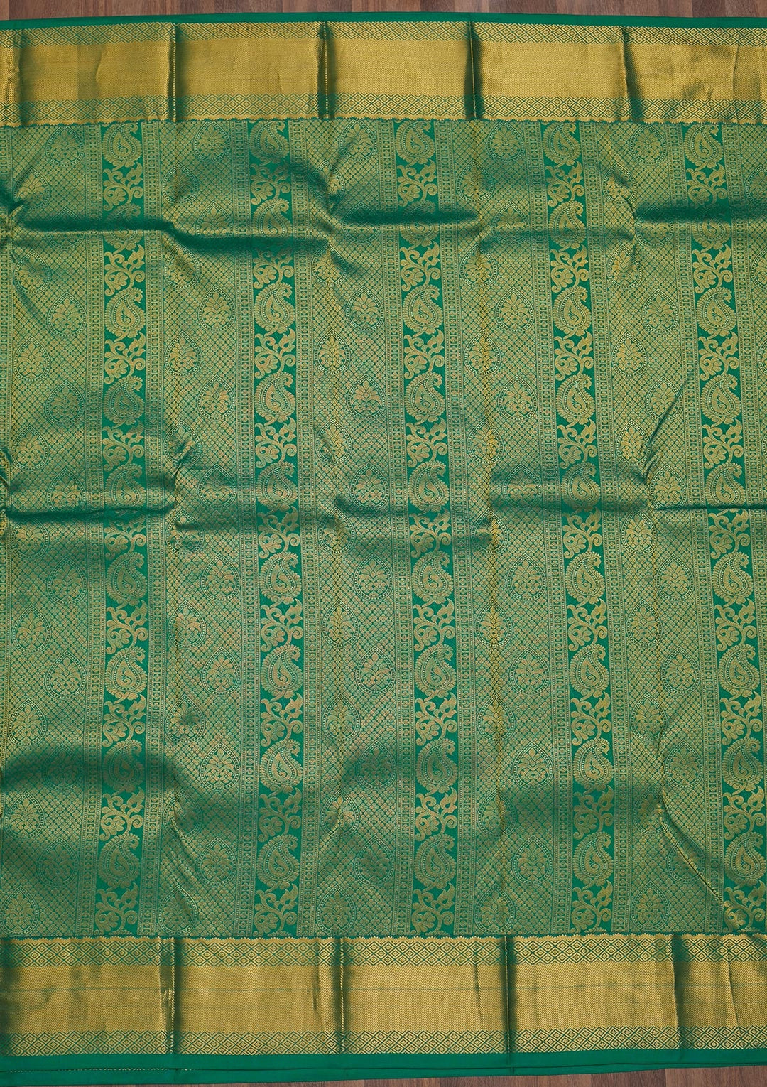 Rama Green Zariwork Pure Silk Saree-Koskii
