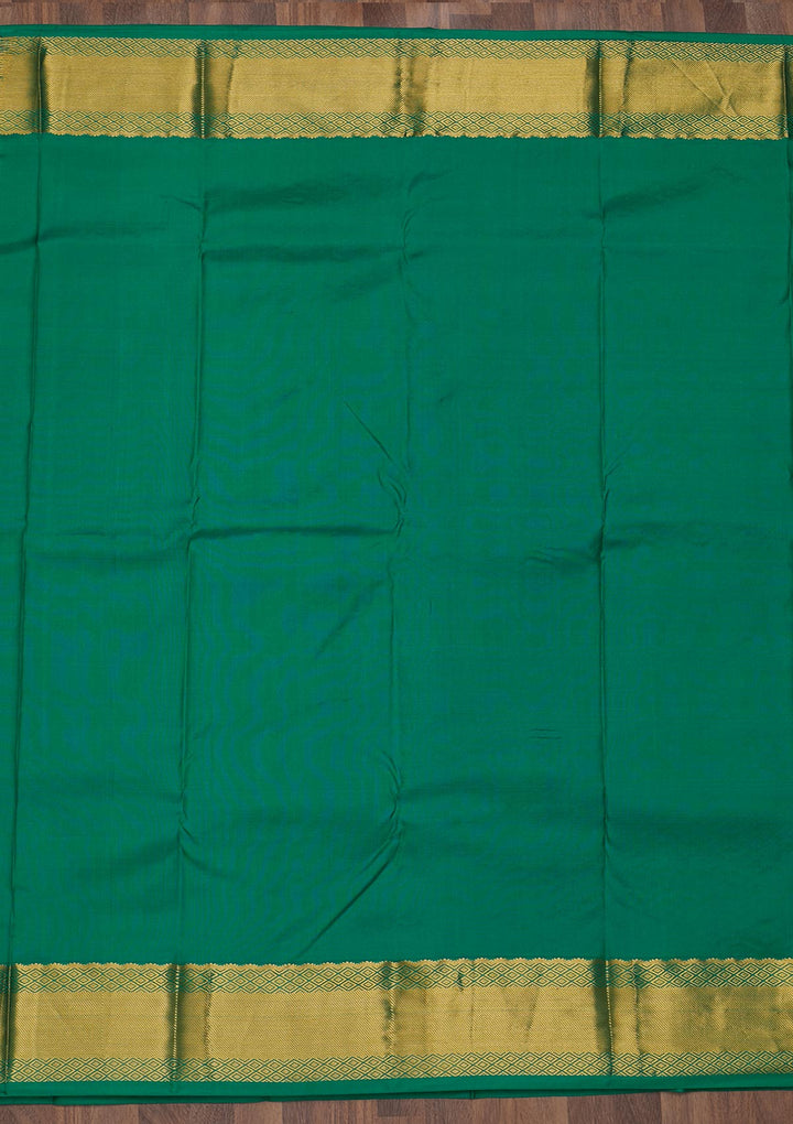 Rama Green Zariwork Pure Silk Saree-Koskii