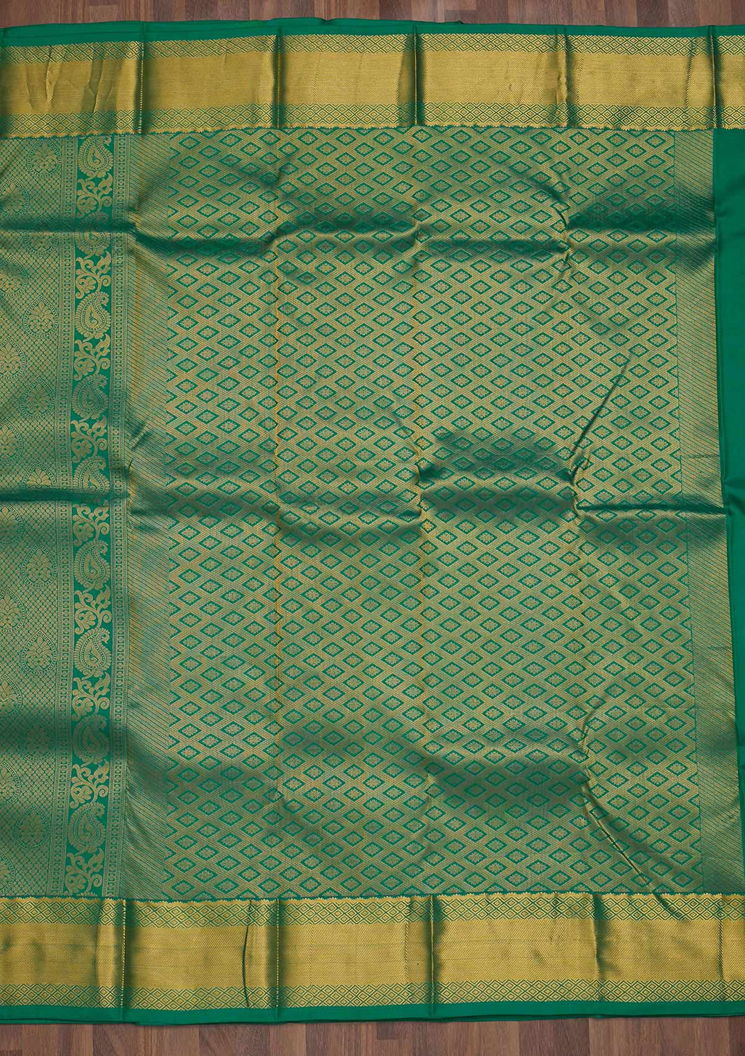 Rama Green Zariwork Pure Silk Saree-Koskii