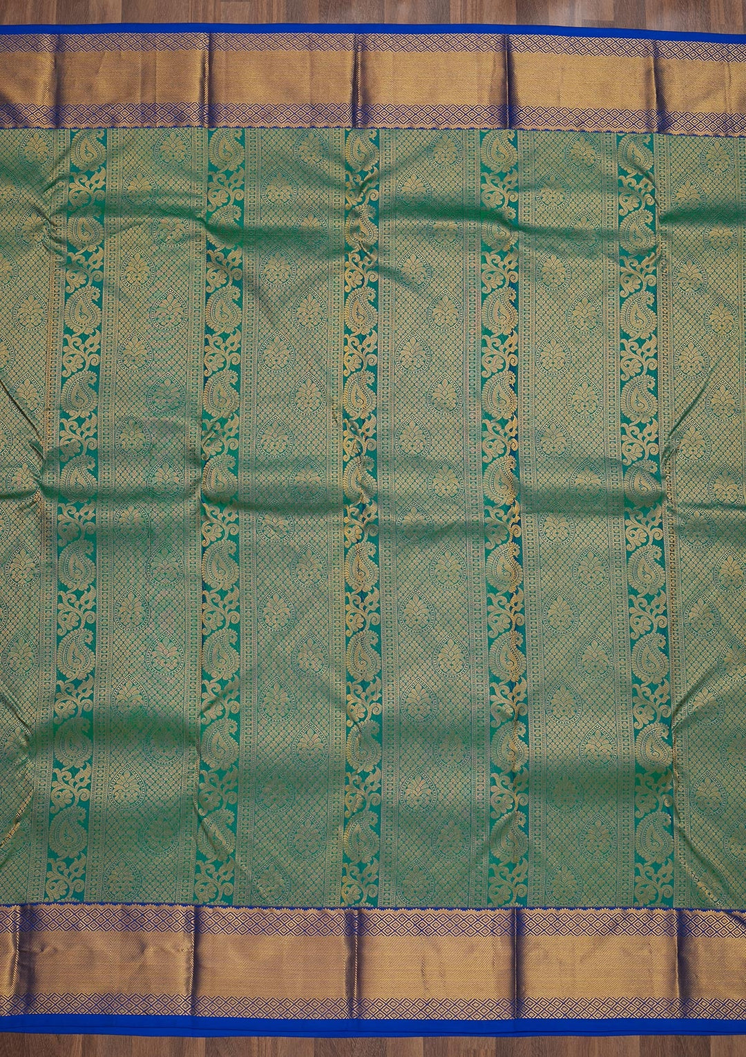 Rama Green Zariwork Pure Silk Saree-Koskii