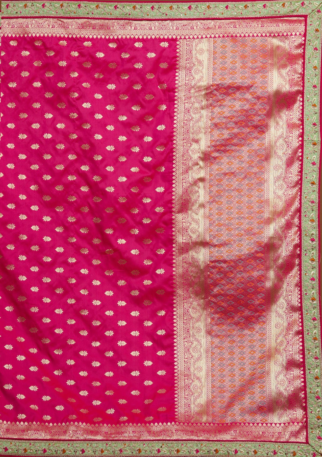 Rama Green Zariwork Raw Silk Designer Lehenga-Koskii