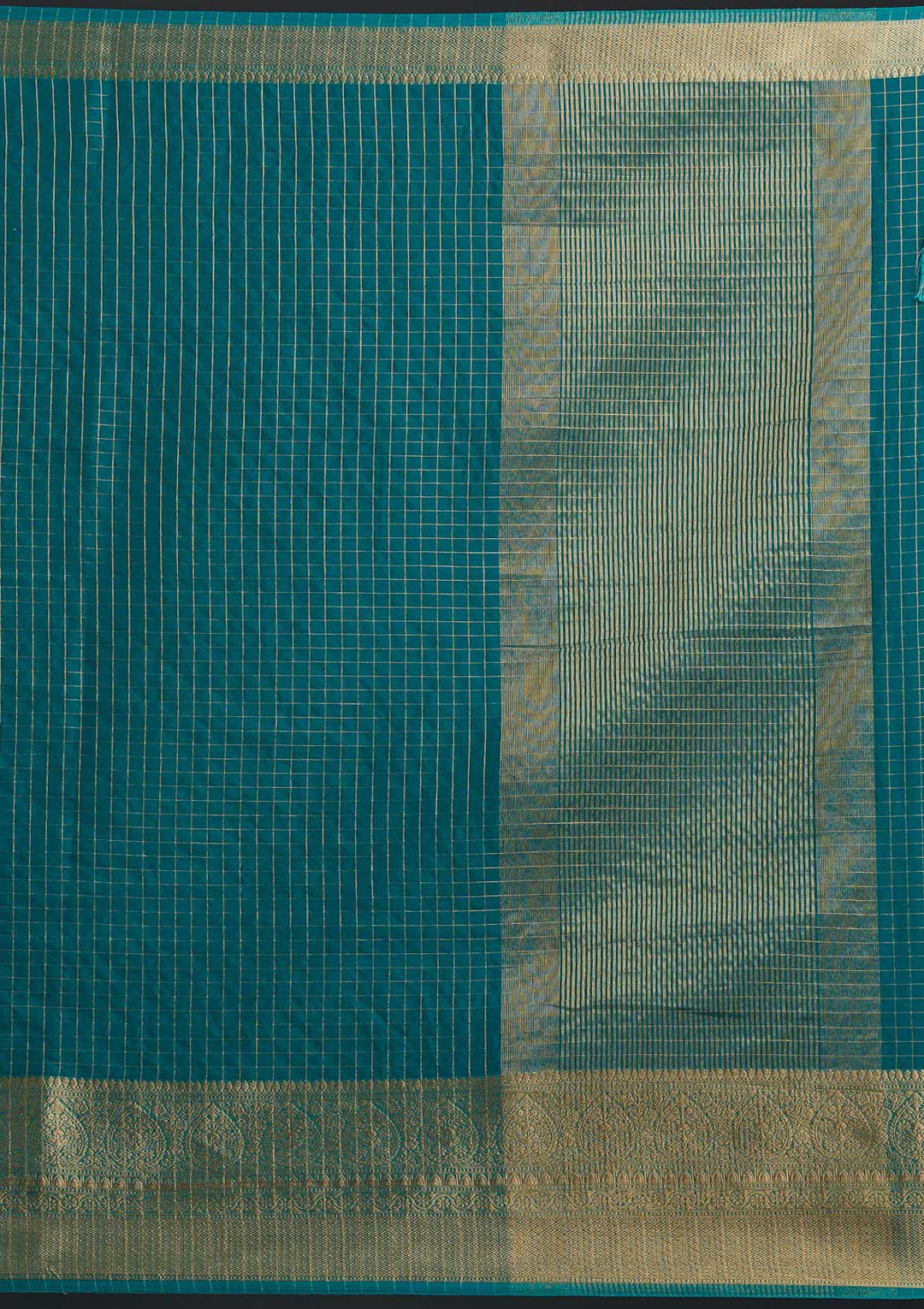Rama Green Zariwork Tissue Designer Saree - koskii