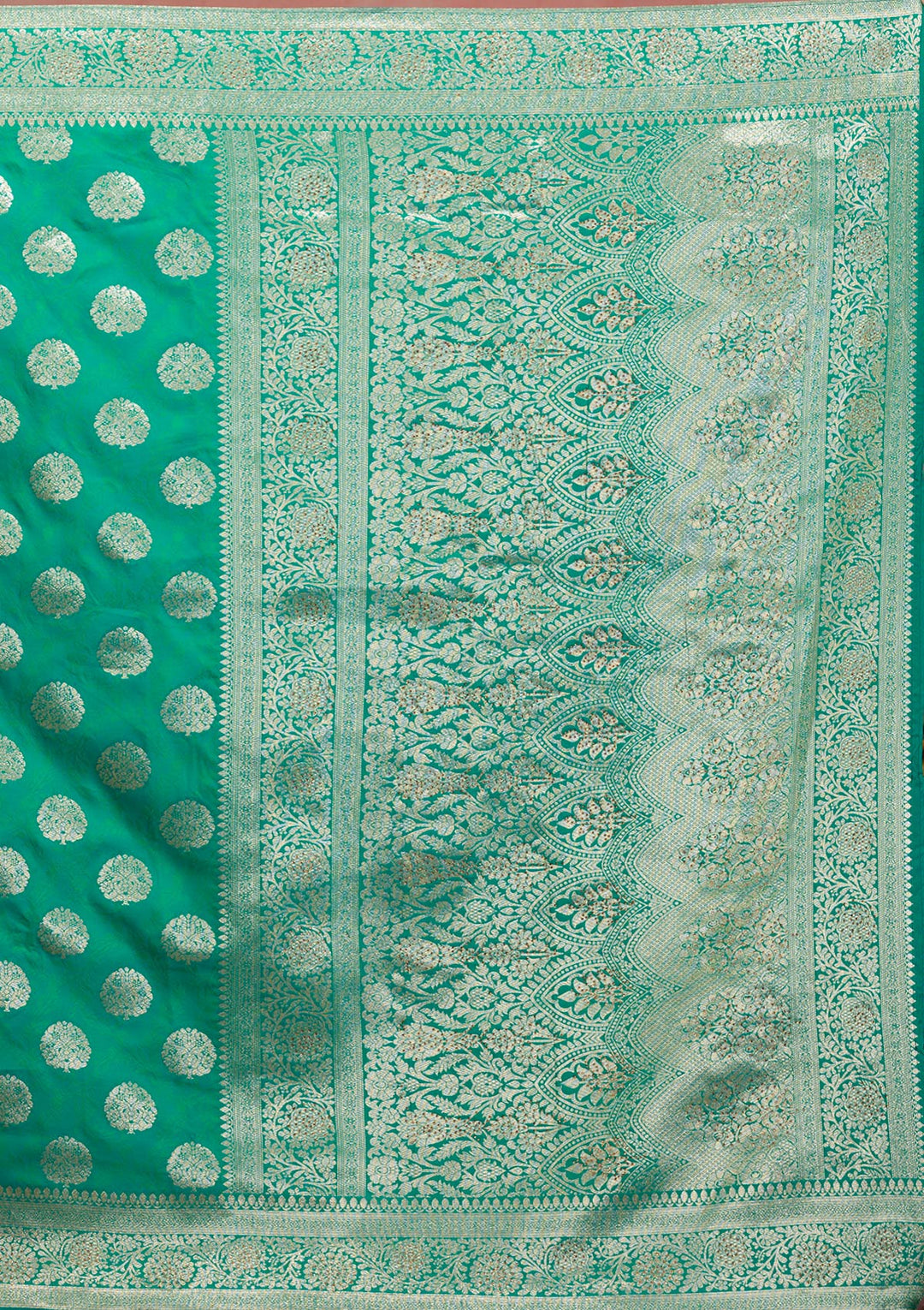 Rama Green Swarovski Art Silk Saree-Koskii