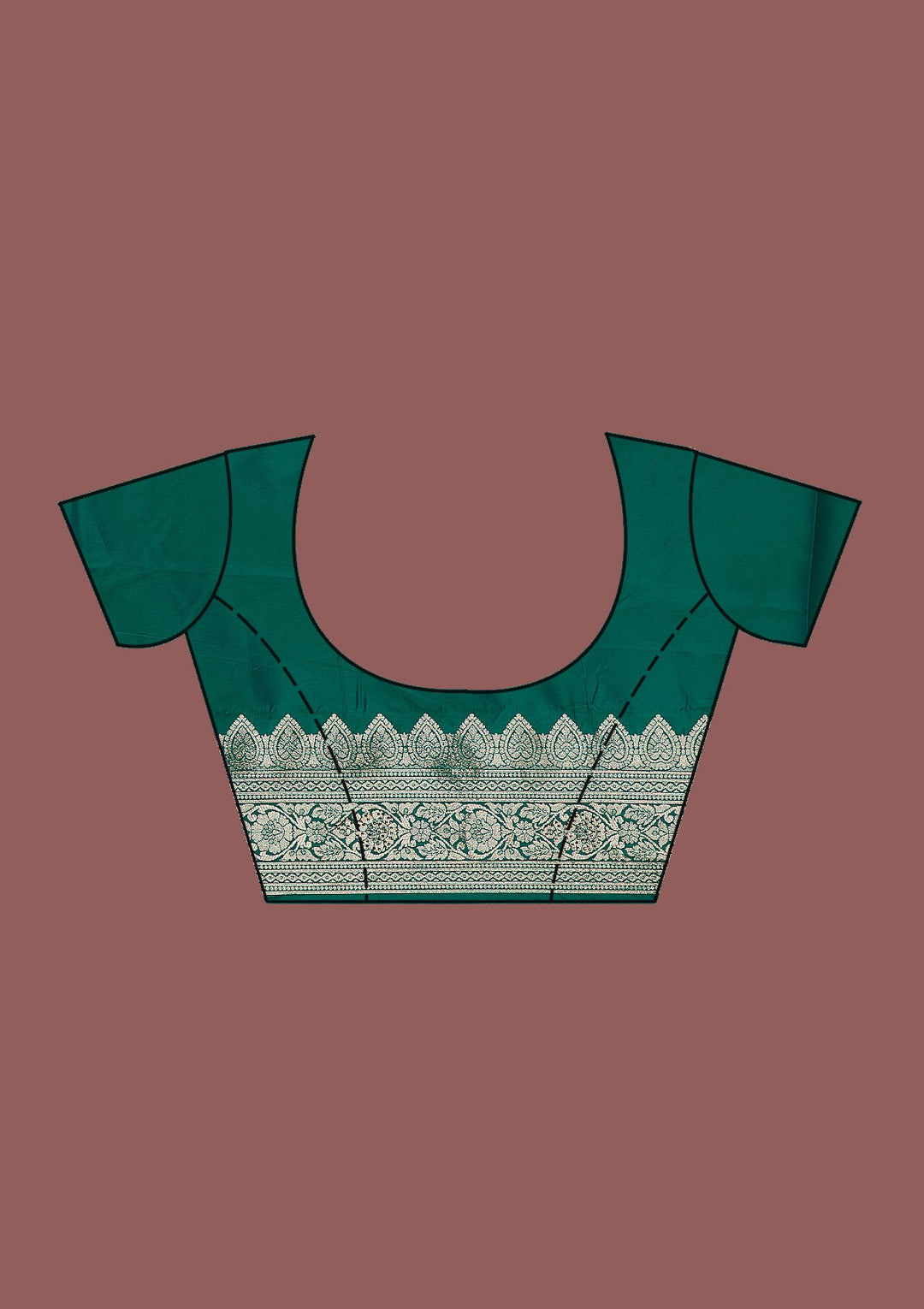 Rama Green Swarovski Brocade Saree-Koskii