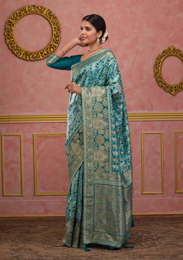 Rama Green Zariwork Art Silk Saree-Koskii