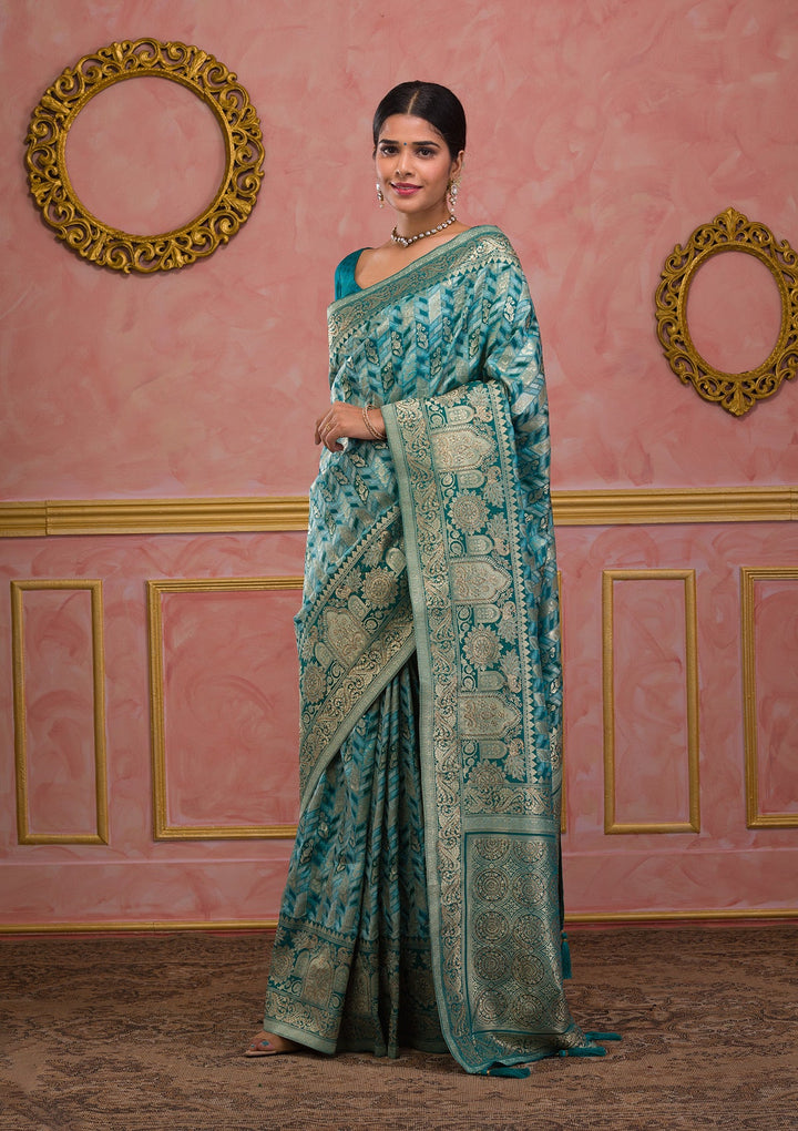 Rama Green Zariwork Art Silk Saree-Koskii