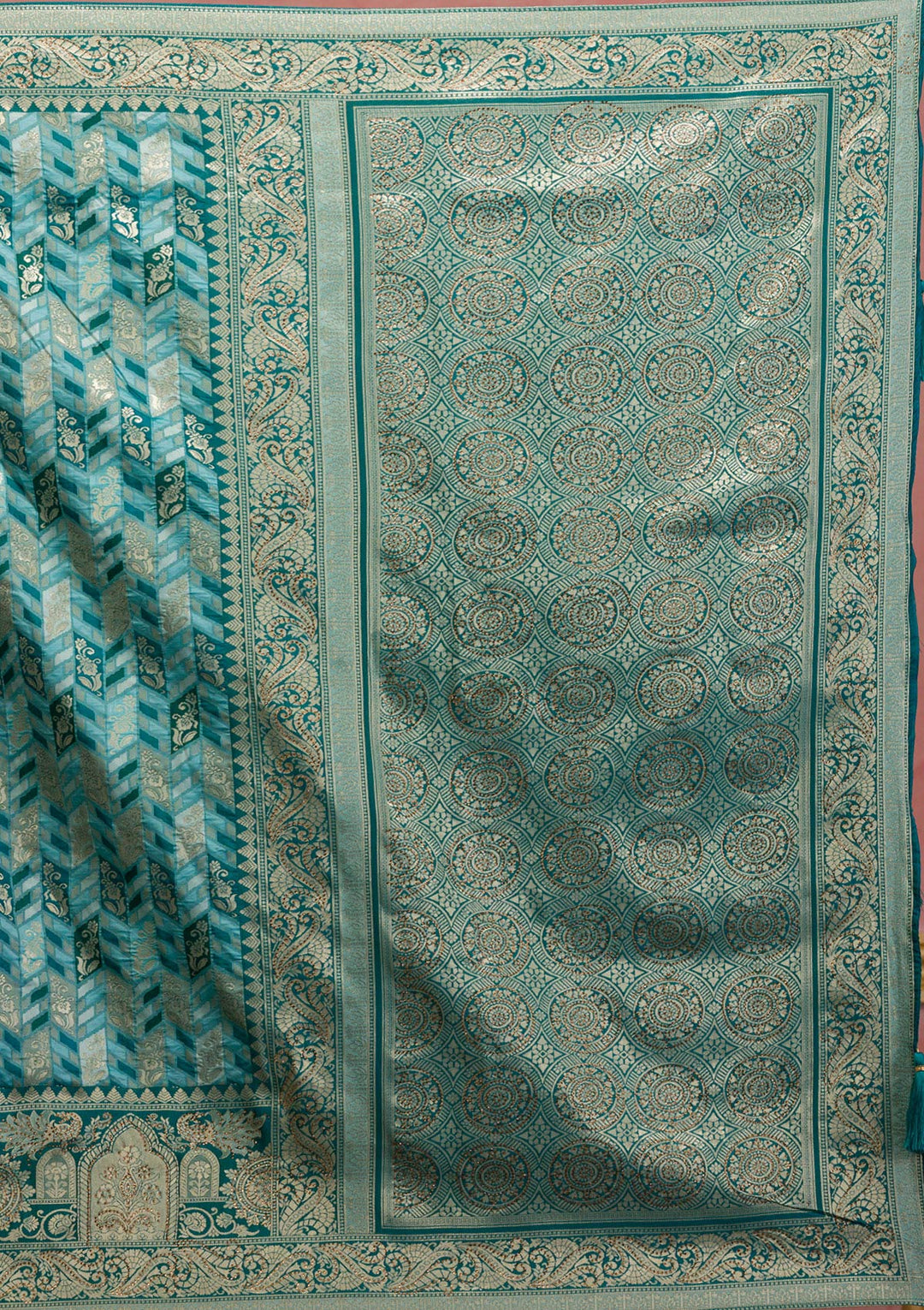 Rama Green Zariwork Art Silk Saree-Koskii
