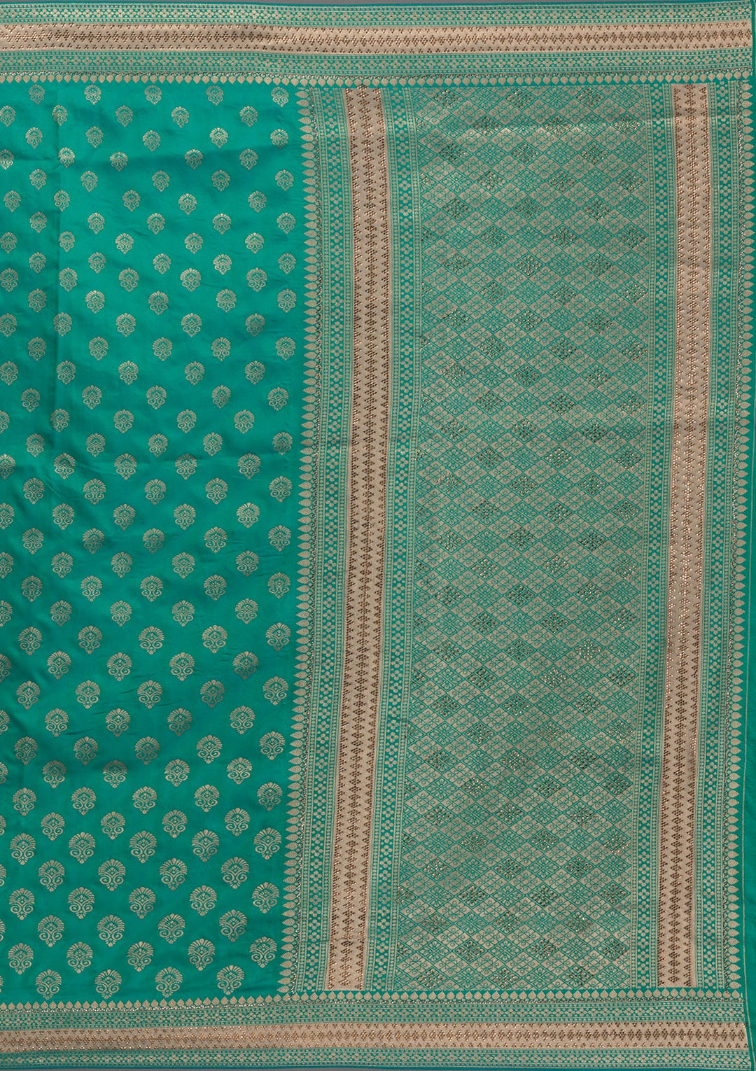 Rama Green Zariwork Brocade Saree-Koskii
