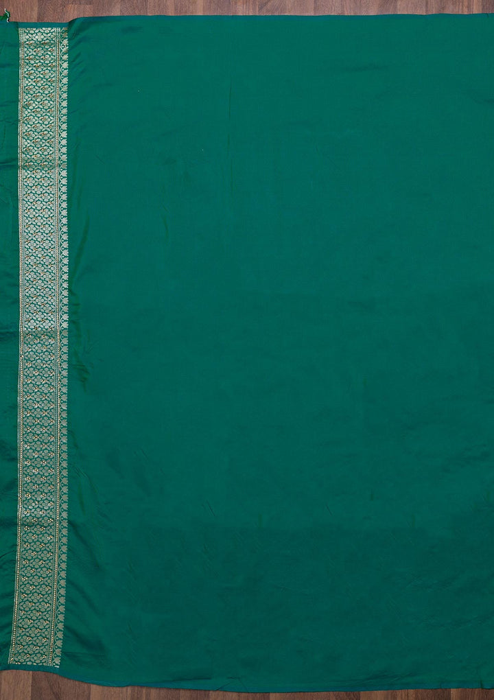 Rama Green Zariwork Raw Silk Saree-Koskii