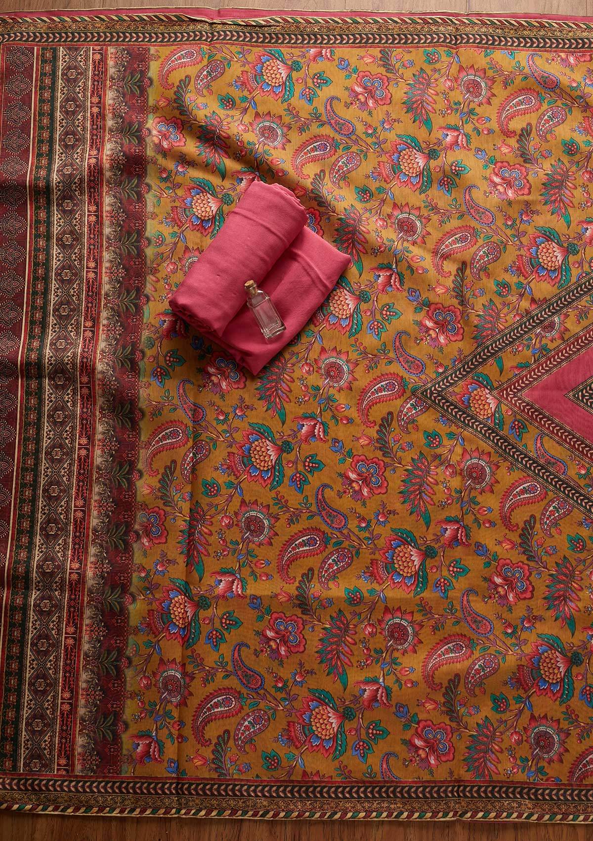 Rani Pink Cutdana Art Silk Designer Unstitched Salwar Suit - koskii