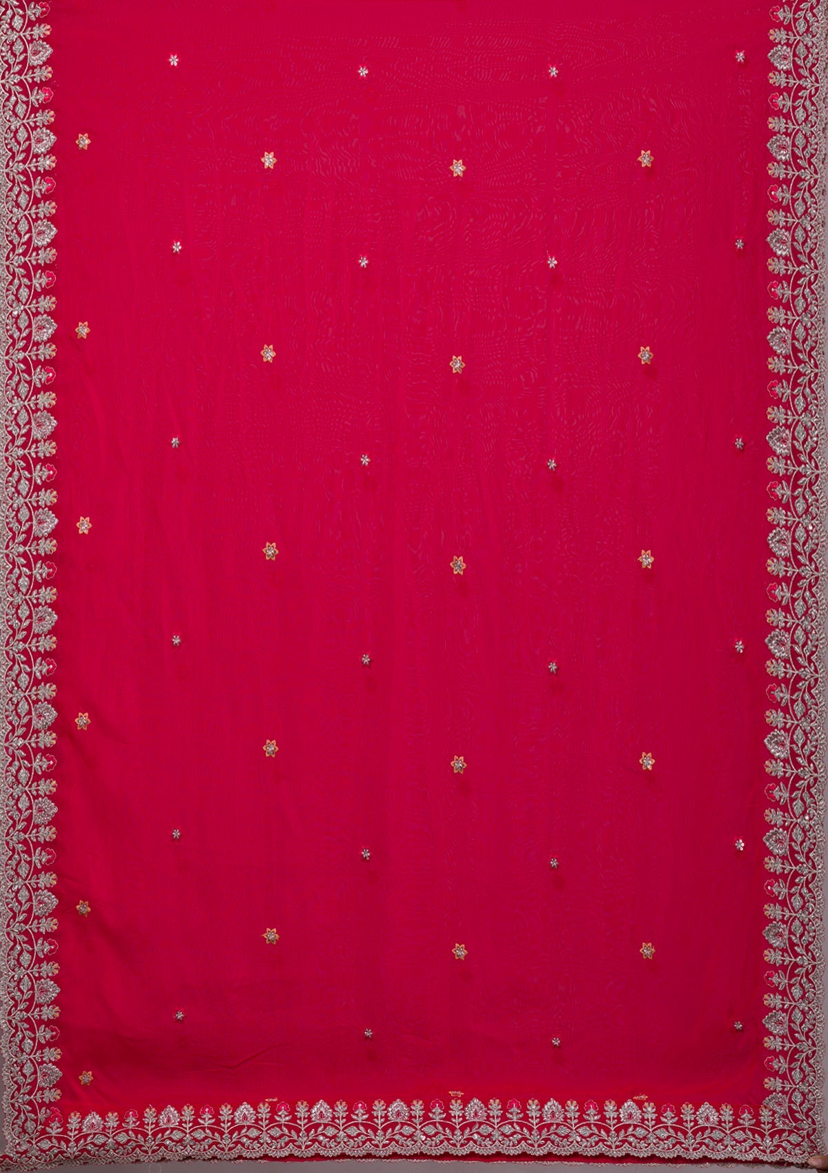 Rani Pink Silver Zariwork Georgette Designer Lehenga-Koskii