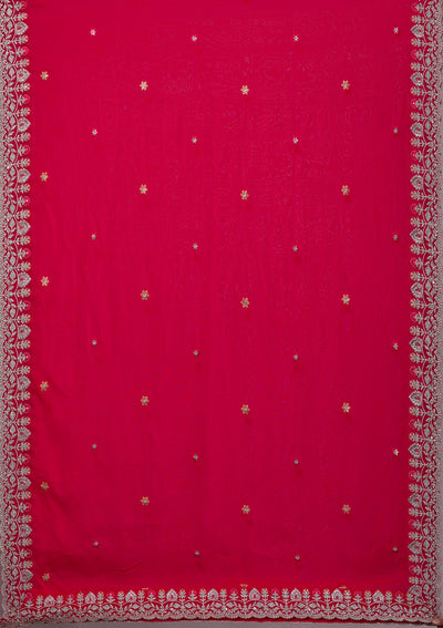 Rani Pink Silver Zariwork Georgette Designer Lehenga-Koskii