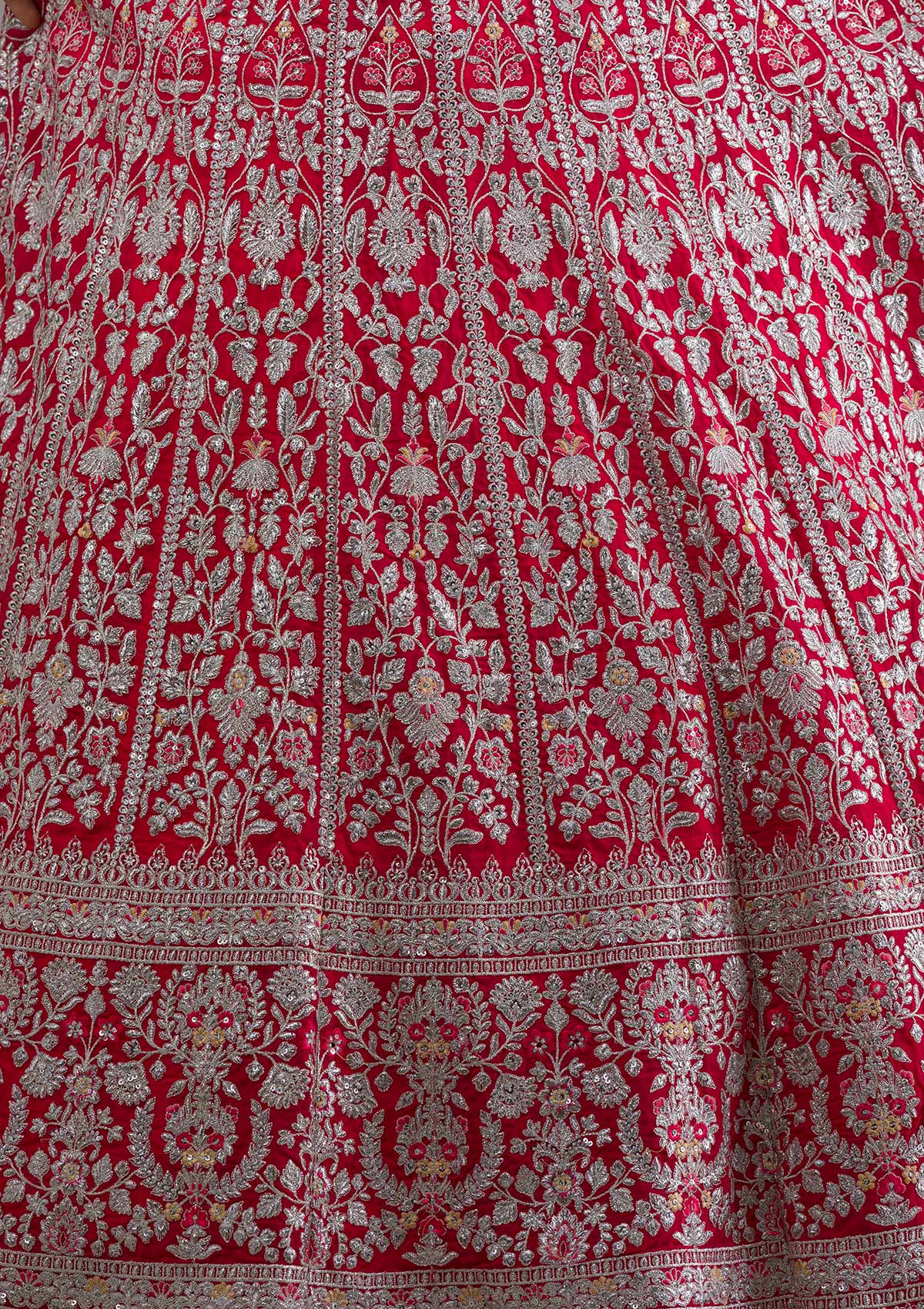 Rani Pink Silver Zariwork Georgette Designer Lehenga-Koskii