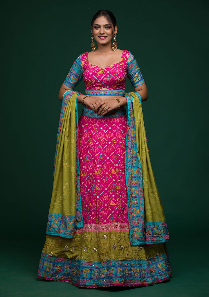 Rani Pink Gotapatti Art Silk Lehenga-koskii