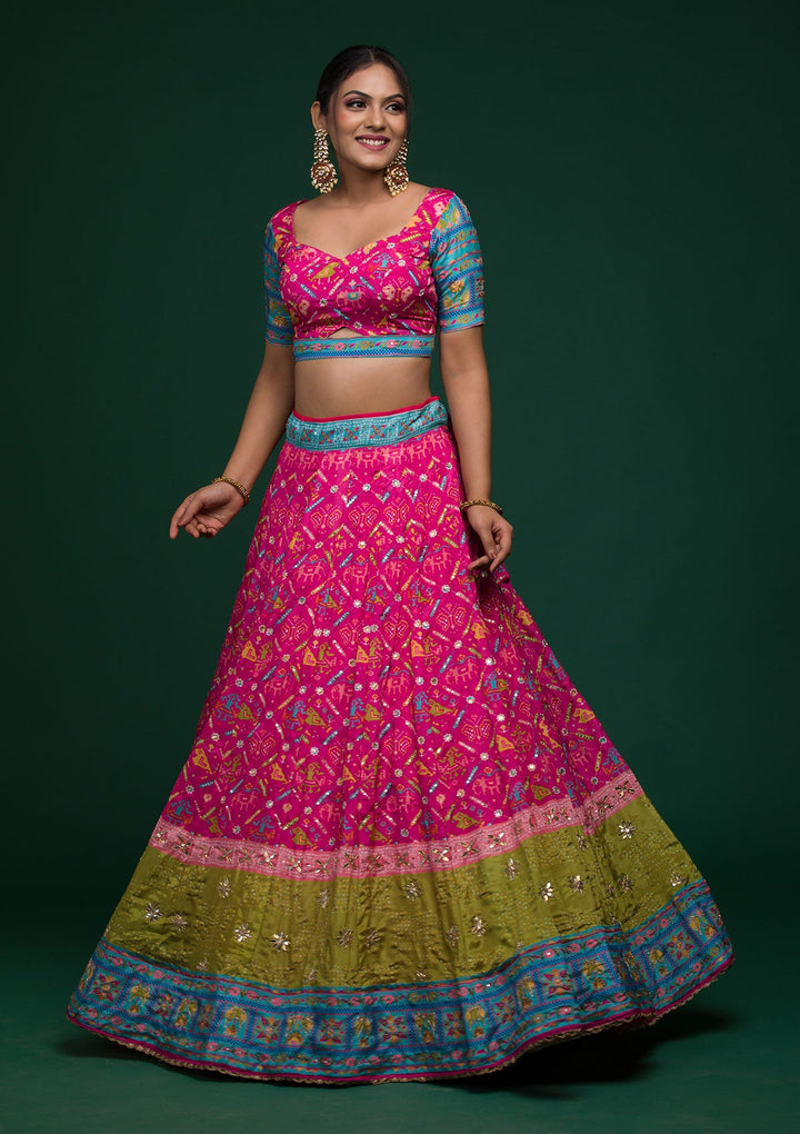 Rani Pink Gotapatti Art Silk Lehenga-koskii