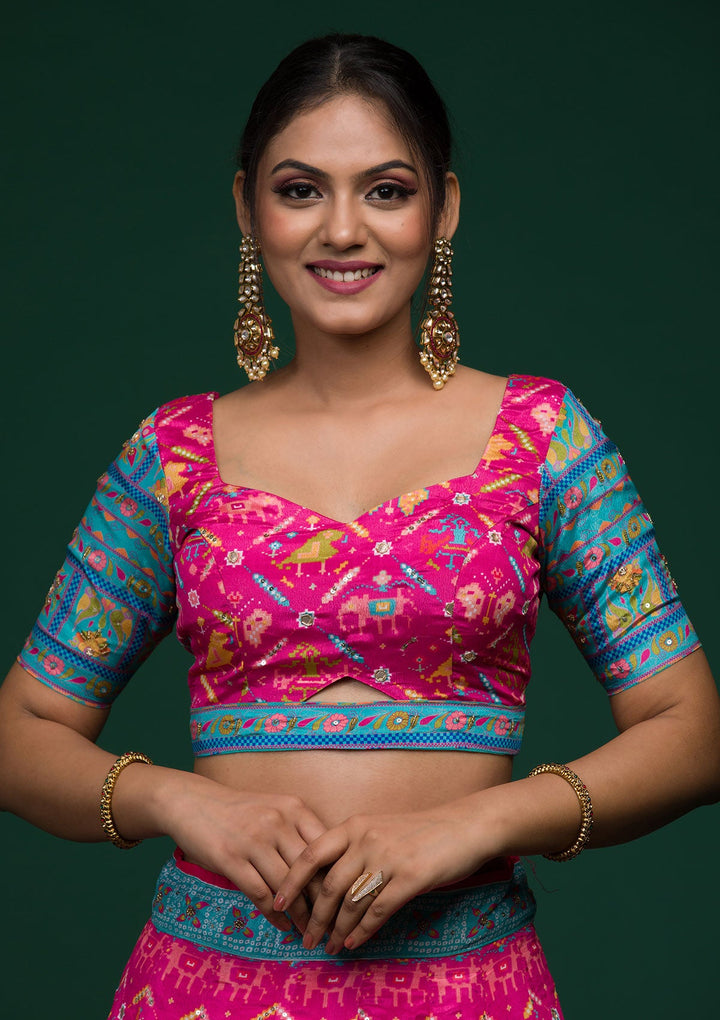 Rani Pink Gotapatti Art Silk Lehenga-koskii