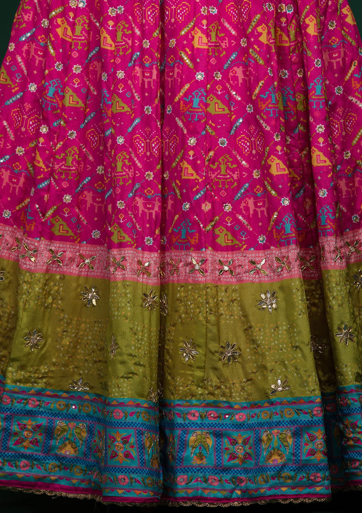 Rani Pink Gotapatti Art Silk Lehenga-koskii
