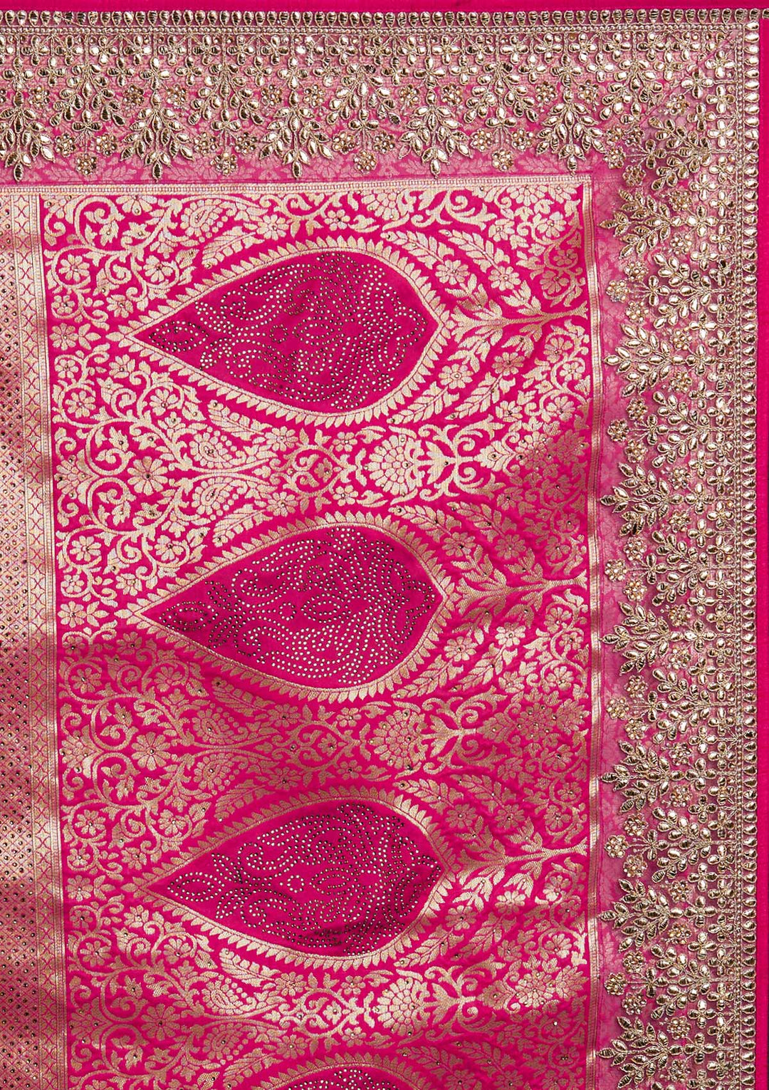 Rani Pink Gotapatti Art Silk Designer Saree - Koskii