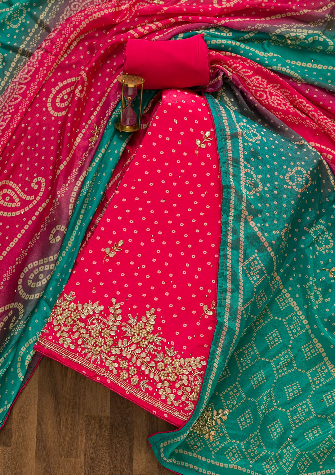 Rani Pink Gotapatti Brocade Salwar Kameez-Koskii