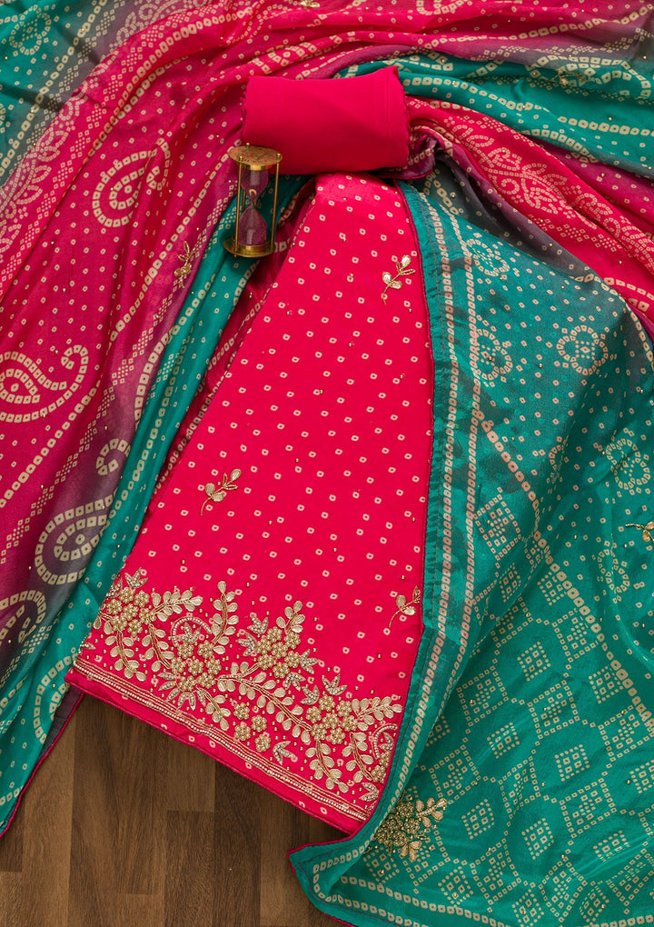 Rani Pink Gotapatti Brocade Salwar Kameez-Koskii