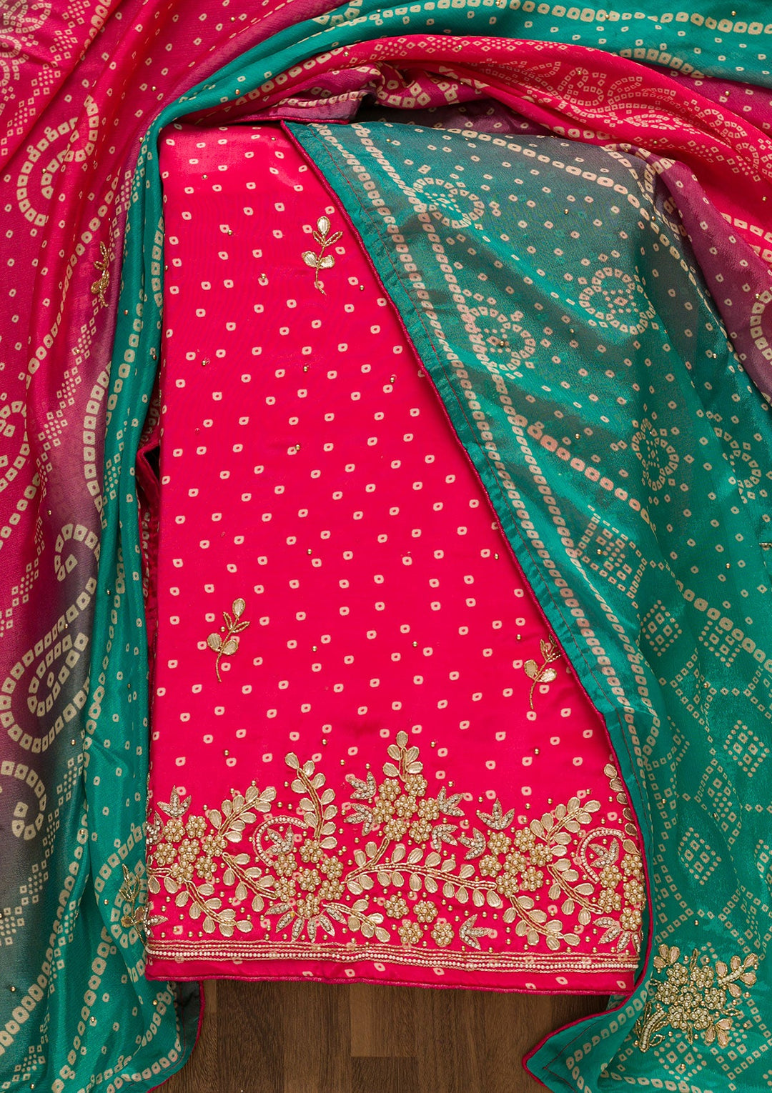Rani Pink Gotapatti Brocade Salwar Kameez-Koskii