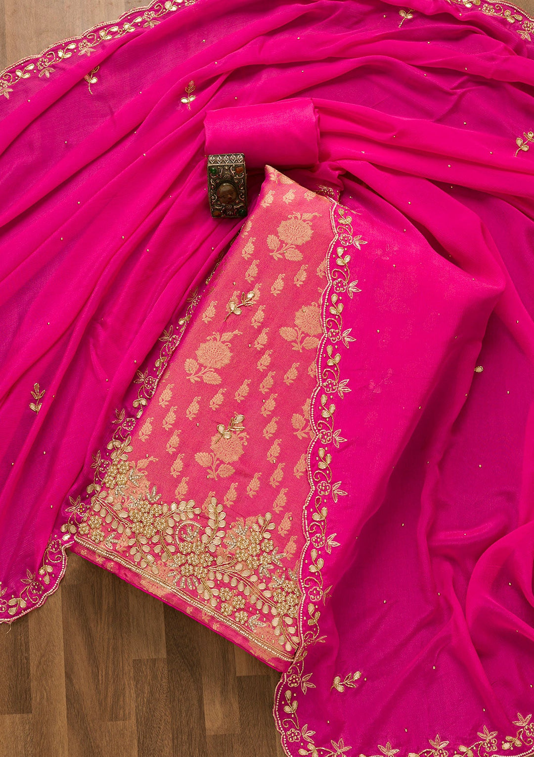 Rani Pink Gotapatti Brocade Salwar Kameez-Koskii