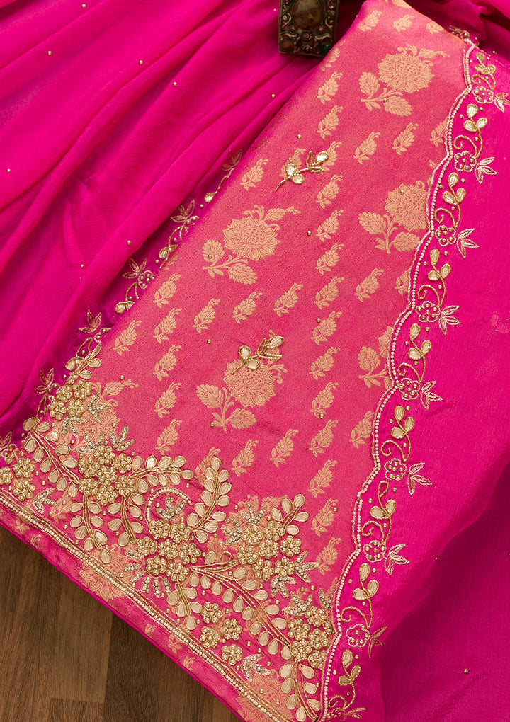 Rani Pink Gotapatti Brocade Salwar Kameez-Koskii
